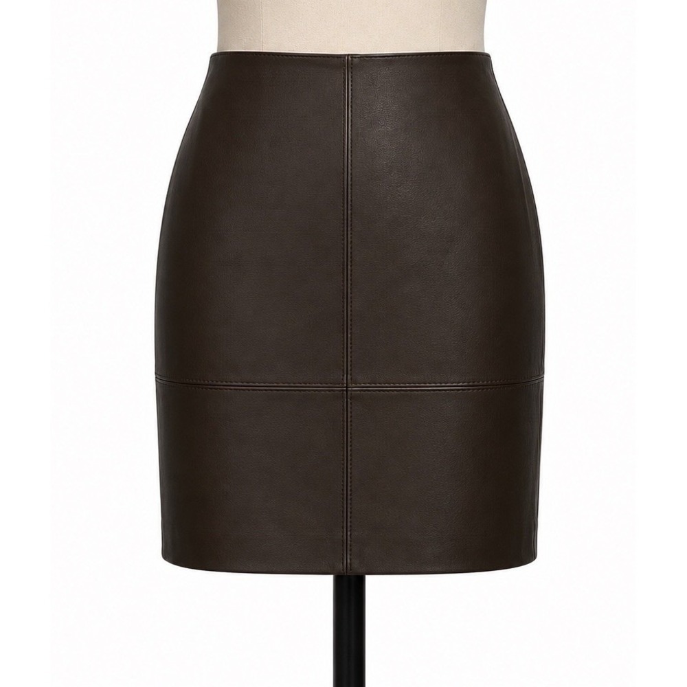 Talbots Brown Genuine Leather Pencil Skirt Classic Lined Workwear Size 2 NWT